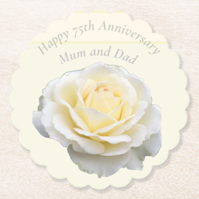 75th Wedding Anniversary Party Editable Paper Coaster (Front)