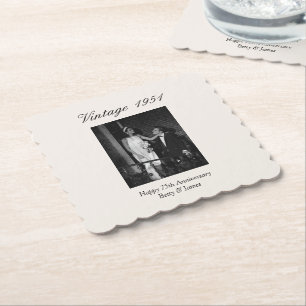 75th Wedding Anniversary Party Personalized Photo Paper Coaster