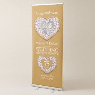 75th wedding anniversary photo heart banner