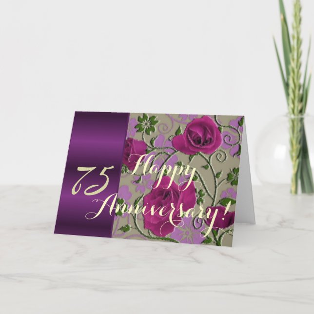 75th wedding anniversary roses card (Front)
