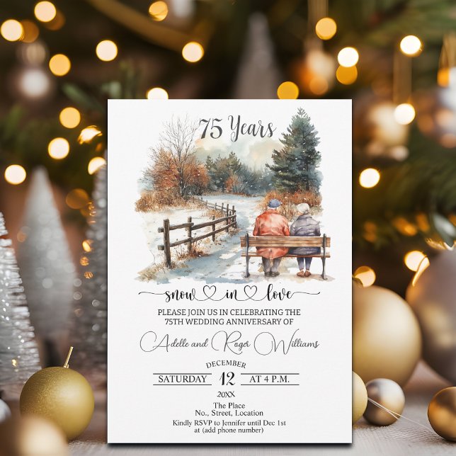 75th Wedding Anniversary Winter Landscape Romantic Invitation (Creator Uploaded)