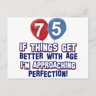 75th year old birthday designs postcard