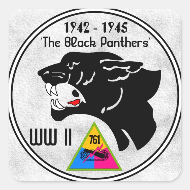 761st TANK BATTALION, BLACK PANTHERS, WW II Square Sticker (Front)