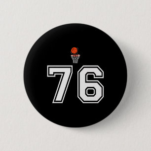 76 Number Basketball Style Vintage White Premium 6 Cm Round Badge