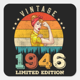 76 Year Old Women Bday 1946 Vintage 76th Birthday Square Sticker
