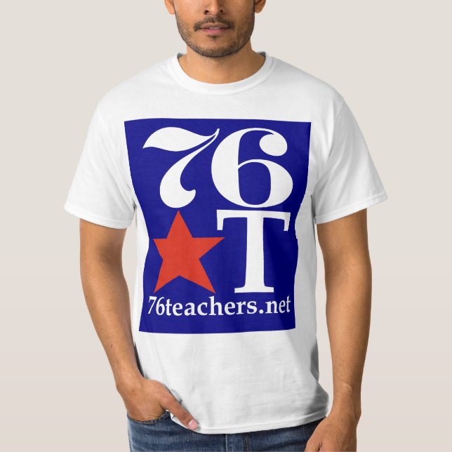 76Teachers Value TShirt Red on Blue (Front)