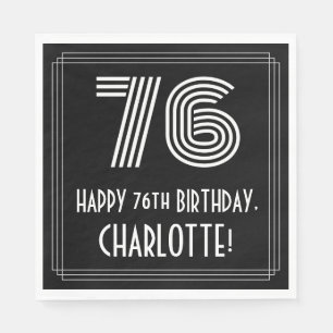 76th Birthday: Art Deco Inspired Look "76" + Name Napkin