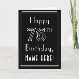 76th Birthday: Art Deco Style # 76 & Custom Name Card