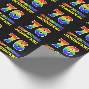 76th Birthday: Bold, Fun, Simple, Rainbow 76 Wrapping Paper