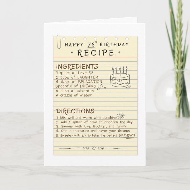76th Birthday Card for Mum or Dad (Front)