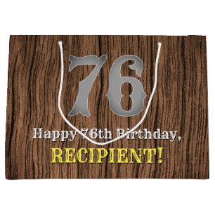 76th Birthday: Country Western Inspired Look, Name Large Gift Bag