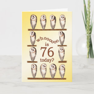 76th birthday, Curious owls card. Card