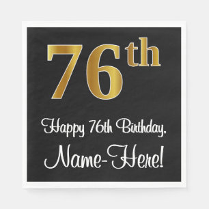 76th Birthday ~ Elegant Luxurious Faux Gold Look # Napkin