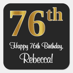 76th Birthday – Elegant Luxurious Faux Gold Look # Square Sticker