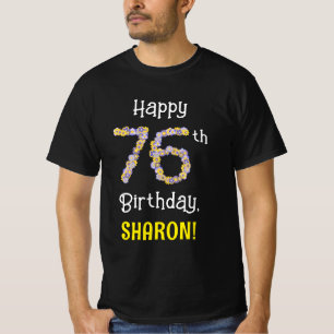 76th Birthday: Floral Flowers Number “76” + Name T-Shirt