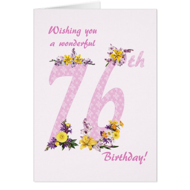 76th Birthday Flower Decorated Numbers (Front)