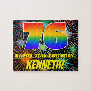 76th Birthday: Fun, Colorful Celebratory Fireworks Jigsaw Puzzle