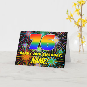 76th Birthday: Fun, Colourful Celebratory Firework Card