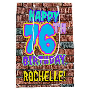 76th Birthday: Fun, Urban Graffiti Inspired Look Medium Gift Bag
