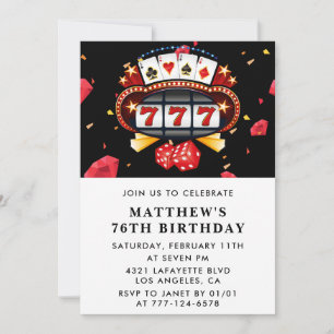 76th birthday invitation Casino Poker Playing card