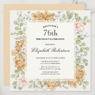 76th Birthday Invitation in Elegant Autumn Colours