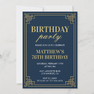 76th birthday invitations Birthday party boy navy