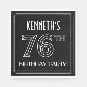 76th Birthday Party: Art Deco Style + Custom Name Napkin