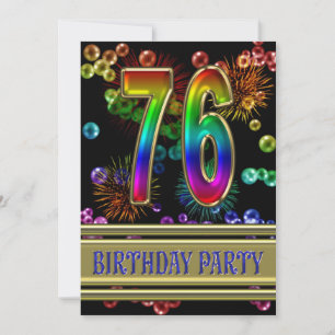 76th Birthday party Invitation with bubbles
