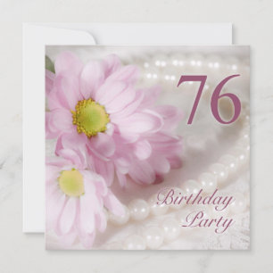 76th Birthday party invitation with daisies