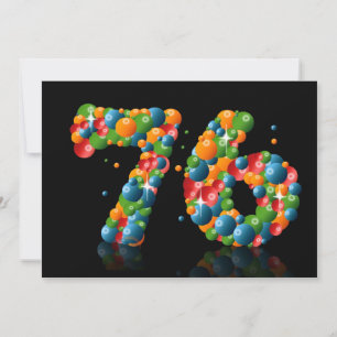 76th Birthday party, with bubbles and balls Invitation