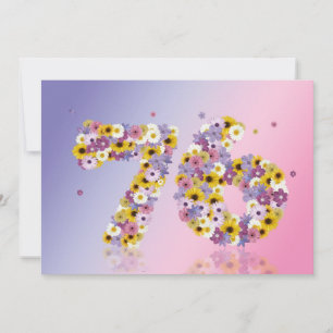 76th Birthday party, with flowered letters Invitation