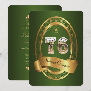 76th,birthday party woman man,elegant colour invitation