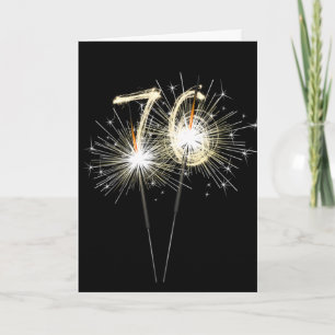 76th Birthday Sparklers on Black  Card