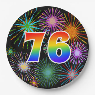 76th Event - Fun, Colorful, Bold, Rainbow 76 Paper Plate