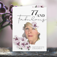 77 & Fabulous Orchid Photo Birthday Greeting Card