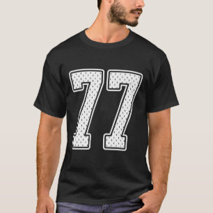 #77 White Vintage Number 77 Sports Fan Jersey Styl T-Shirt