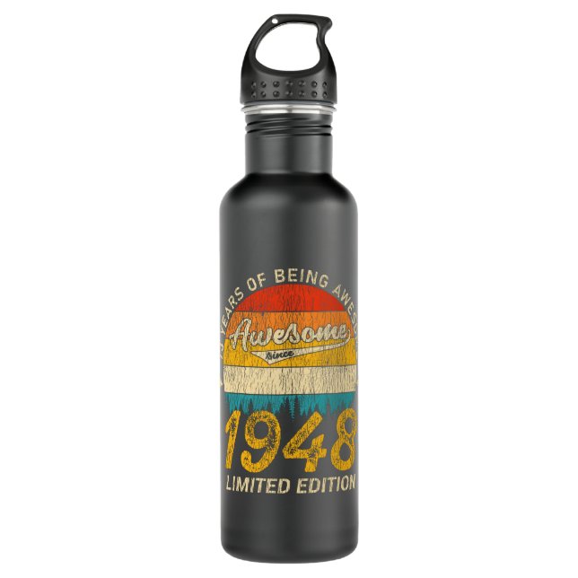 77 Year Old 1948 Retro Awesome 77th Birthday Gift 710 Ml Water Bottle (Front)