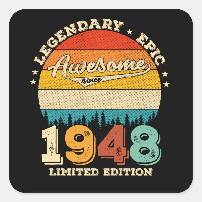 77 Year Old Bday 1948 Awesome 77th Birthday Gift Square Sticker (Front)