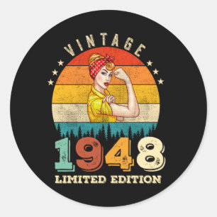 77 Year Old Bday 1948 Vintage 77th Birthday Women Classic Round Sticker