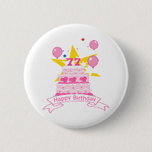 77 Year Old Birthday Cake 6 Cm Round Badge