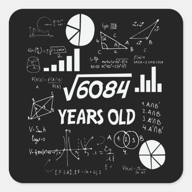 77 Years Old Bday Math Teacher 77th Birthday Gift Square Sticker (Front)