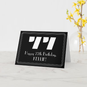77th Birthday: Art Deco Inspired Look "77" & Name Card