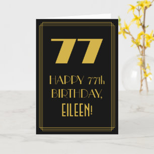 77th Birthday ~ Art Deco Inspired Look "77" & Name Card