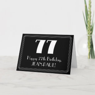 77th Birthday ~ Art Deco Inspired Look "77", Name Card