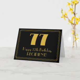77th Birthday: Art Deco Inspired Look "77" + Name Card
