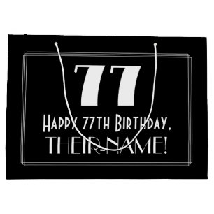 77th Birthday: Art Deco Inspired Style "77", Name Large Gift Bag