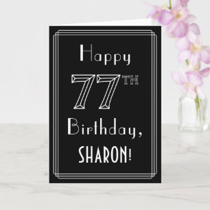 77th Birthday: Art Deco Style # 77 & Custom Name Card