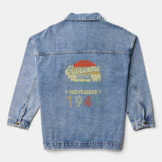 77th Birthday Awesome Since November 1945 77 Years Denim Jacket