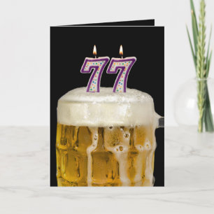 77th Birthday Beer on black Card