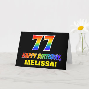 77th Birthday: Bold, Fun, Simple, Rainbow 77 Card